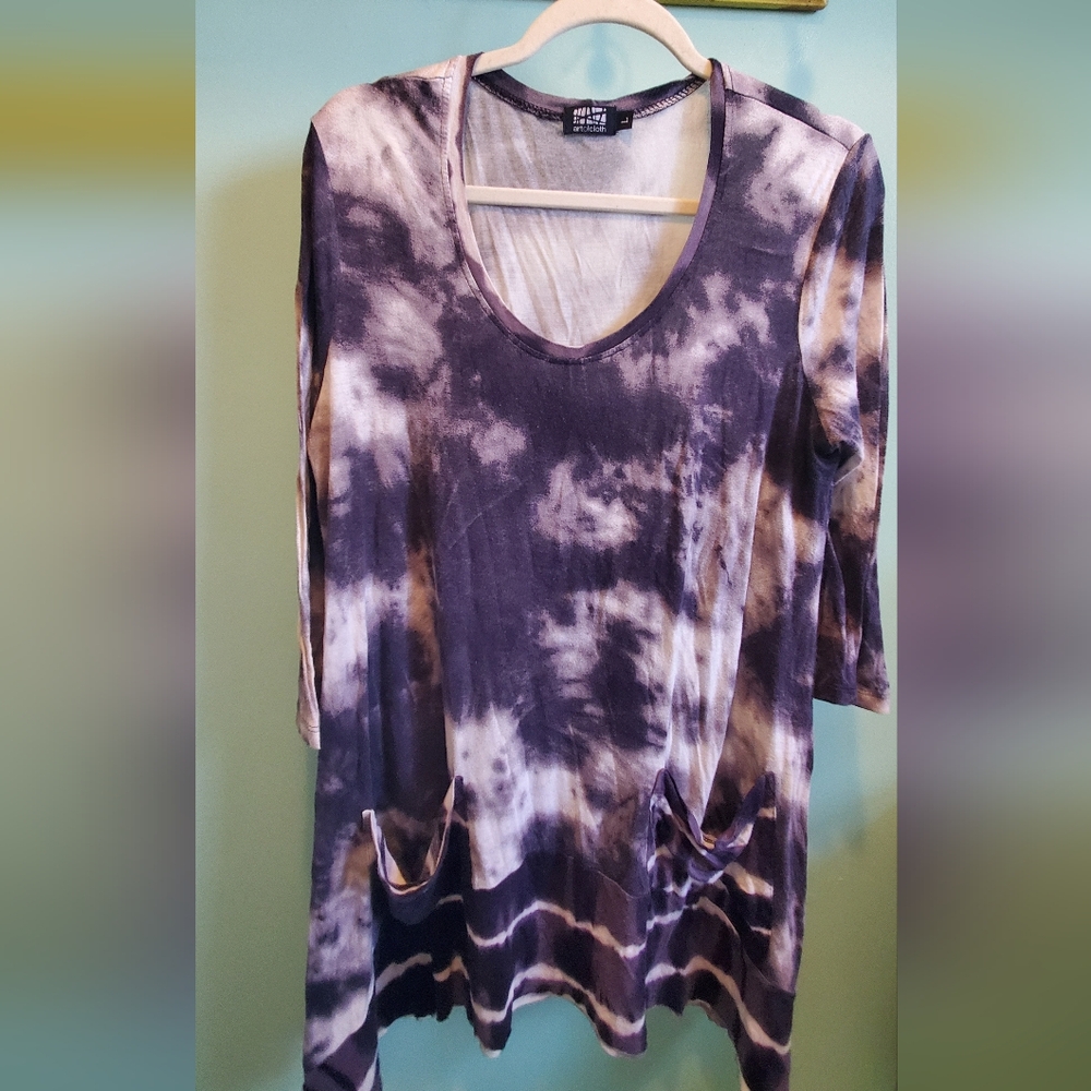 Art Of Cloth Tie-Dye Scoop Neck Tunic Top